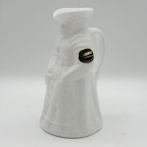 White Slag Milk Glass Figural Colonial Woman Creamer Syrup Pitcher Vintage USA